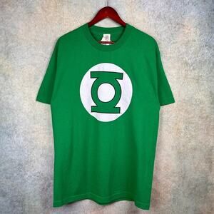 Vintage Y2K DC Comics Green Lantern Graphic T Shirt Mens L Green Big Logo BNWT